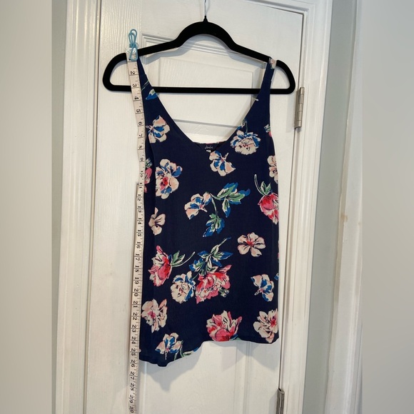 NWT Joules Size 4 Navy Blue Pink Floral V Neck Tank Top Flowy Lined Split Hem - Picture 10 of 11